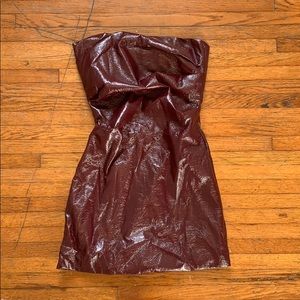 Burgundy faux leather dress